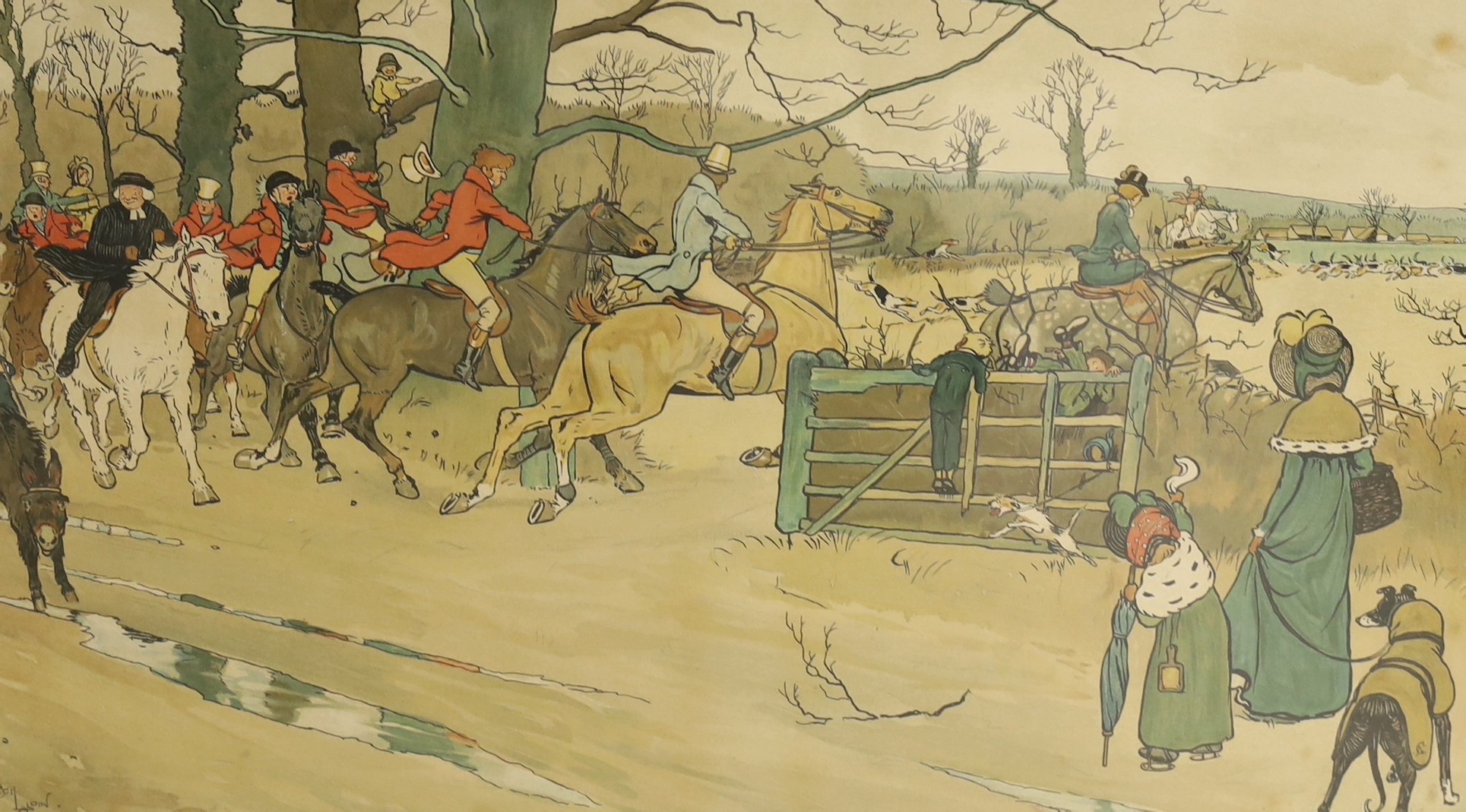 Cecil Aldin, set of four chromolithographs, ‘The Fallowfield Hunt’, 37 x 61cm